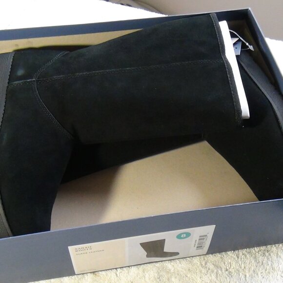 Universal Thread Women's Sarah Black Suede Leather Shearling Winter Boots Size 8 - Picture 9 of 16